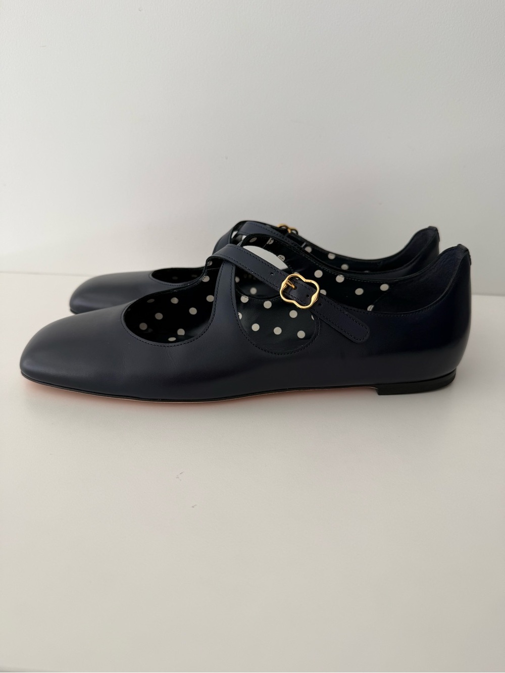 Bally Baunty Ballerina Navy Mary Jane Flats with Polka Dot Insole - Picture 4 of 9